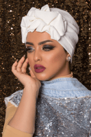 توربان قطني قابل للتعديل-أبيض