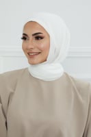 طرحه شيفون مع قبعة - ابيض