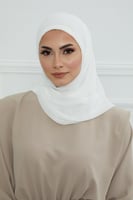 طرحه شيفون مع قبعة - ابيض