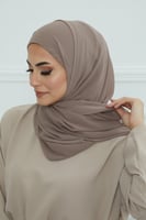 طرحه شيفون مع قبعة - بني