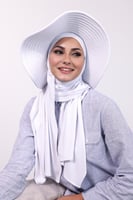 حجاب الشاطي مع قبعة - أبيض
