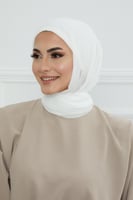 طرحه شيفون مع قبعة - أوف وايت