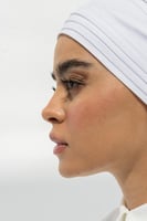 توربان قطن سترتش مع كسرات - ابيض