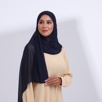 طرحة شيفون ربع مبطن من الامام كحلي غامق مبطن