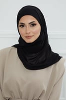 طرحه شيفون مع قبعة - اسود