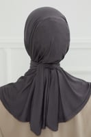 طرحة دبل سترتش ربط من الخلف - رمادي