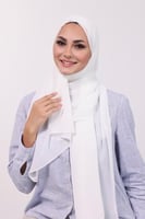 طرحة شيفون مع قبعة منفصلة- أوف وايت