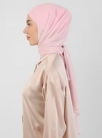 طرحه شيفون مع قبعة - وردي