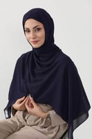 حجاب شيفون بمغناطيس وقبعة بالوسط كحلي