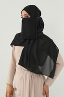 طقم طرحة ولثام مطاط - اسود