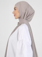 طرحه شيفون مع قبعة - رمادي