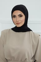 طرحه شيفون مع قبعة - اسود