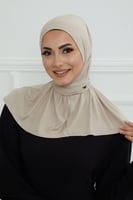 قبعة حجاب دبل سترتش ربط - بيج فاتح