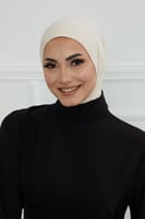 قبعة حجاب دبل سترتش ربط - بيج فاتح