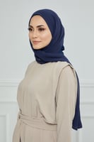 طرحة شيفون مع قبعة كاملة مشبوكة - كحلي