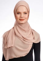 طرحه شيفون مع قبعة - وردي