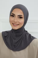 طرحة دبل سترتش ربط من الخلف - رمادي