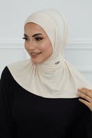 قبعة حجاب دبل سترتش ربط - بيج فاتح