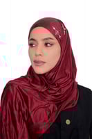 قطن دبل سترتش بكريستال سوارفسكي-عنابي