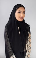 طرحة شيفون ربع مبطن للعباية - اسود