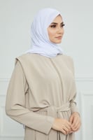 طرحة شيفون مع قبعة كاملة مشبوكة - أبيض