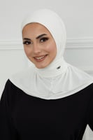 قبعة حجاب دبل سترتش ربط - أوف وايت