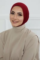 قبعة حجاب دبل سترتش ربط - عنابي