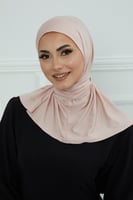 قبعة حجاب دبل سترتش ربط - لحمي