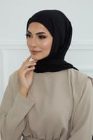 طرحه شيفون مع قبعة - اسود