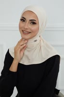 قبعة حجاب دبل سترتش ربط - بيج فاتح