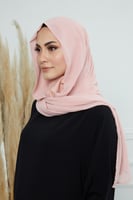 طرحة شيفون مع قبعة كاملة مشبوكة - وردي