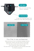 مرشح القهوة المحمولة 304 الفولاذ المقاوم للصدأ بال...