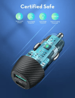 شاحن سيارة + كيبل راف باور 49 واط - بمنفذ بي دي +...