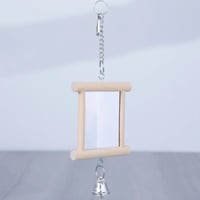 مرآة طيور مع جرس ببغاء معلق على شكل جرس