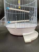 قفص طيور معدني دائري أسود ، ابيض