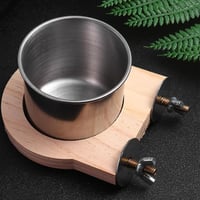 معلف طيور استانلس مع دائرة تعليق خشب