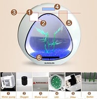 حوض للأسماك مع فلتر طاقة بإضاءة ليد Sunsun Mini Aq...