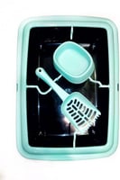 حوض رمل مع سكوب وصحن طعام لون تركواز