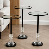 طقم طاولات بقاعدة كريستال 3 قطع