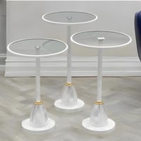 طقم طاولات جانبية زجاجية بقاعدة كريستالية فاخرة –...