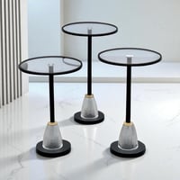 طقم طاولات جانبية زجاجية بقاعدة كريستالية فاخرة –...