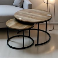 طقم طاولات قهوة خشبية دائرية (قطعتين)
