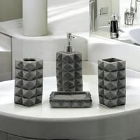 طقم مغسلة رخامي بتصميم هندسي عصري – 4 قطع