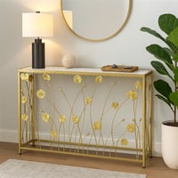 طاولة مدخل بتصميم فاخر – هيكل معدني ذهبي بلمسة فني...