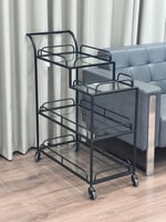 عربة ضيافة أنيقة من المعدن والزجاج – سهلة الحركة و...