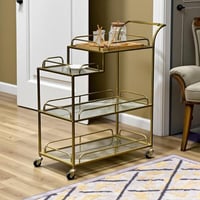 عربة ضيافة أنيقة من المعدن والزجاج – سهلة الحركة و...