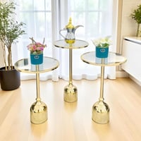 طقم طاولات جانبية بقاعدة معدنية عصرية