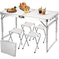 طاولة مع 4 كراسي قابلة للطي والحمل