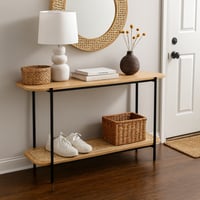 طاولة مدخل خشب مع رف سفلي – تصميم أنيق وعصري