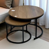 طقم طاولات قهوة خشبية دائرية (قطعتين)